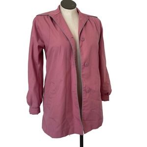 Vintage 80s Coat Works Jacket Lightweight Pockets Dark Pink Size 8